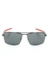 Scuderia Ferrari Logo-plaque Square-frame Sunglasses In Black