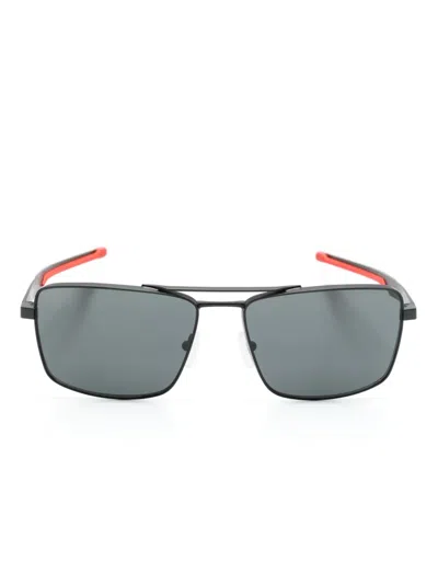 Scuderia Ferrari Logo-plaque Square-frame Sunglasses In Black
