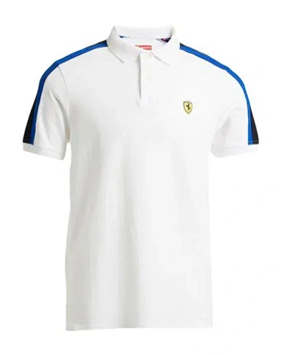 Scuderia Ferrari Man Polo Shirt White Size M Cotton, Elastane