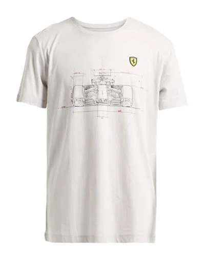 Scuderia Ferrari Man T-shirt Light Grey Size L Cotton In White