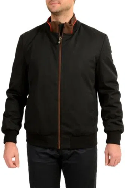 Pre-owned Scuderia Ferrari Men's Black Wool Full Zip Insulated Bomber Jacket Us L It 52