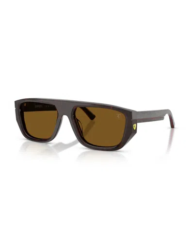 Scuderia Ferrari Polarized Rectangle Sunglasses Fz6036u In Brown