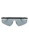 Scuderia Ferrari Wraparound-frame Sunglasses In Black