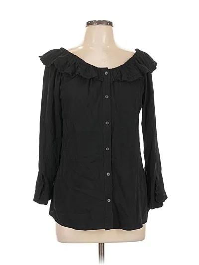 Pre-owned Scully 3/4 Sleeve Blouse In Black