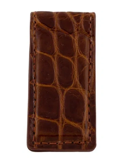 Pre-owned Scully & Scully Alligator Money Clip In Brown
