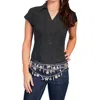 Scully Cap Sleeve Peruvian Top In Black In Multi