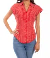 Scully Cap Sleeve Peruvian Top In Brick In Red