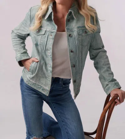 Scully Classic Leather Jean Jacket In Light Denim Blue