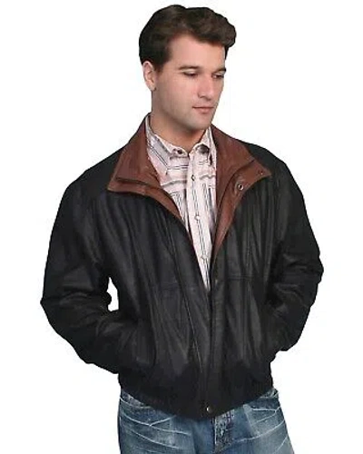 Pre-owned Scully Double Collar Leather Jacket - Big And Tall Black Xxx-large Tall