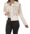 SCULLY EMBROIDERED DENIM JACKET IN OFF WHITE