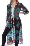 Scully Embroidered Duster In Black In Multi