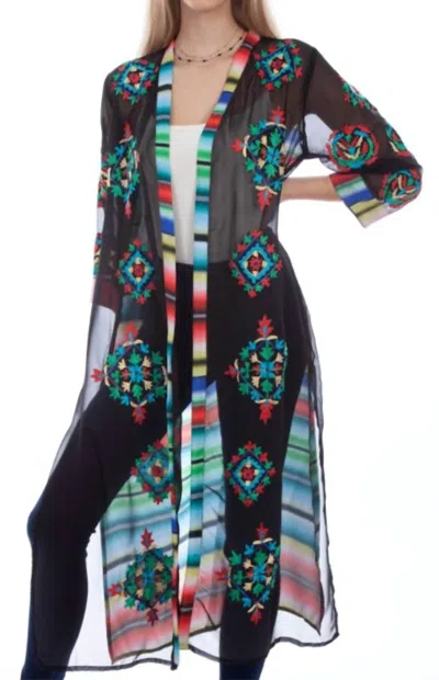 Scully Embroidered Duster In Black In Multi