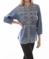 Scully Embroidered Tencel Blouse In Blue In Blue