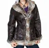 SCULLY FAUX FUR LEATHER DISTRESSED JACKET IN MULTI