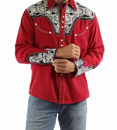 Scully Floral Tooled Embroidered Shirt In Red/white