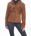 Scully Fringe And Beaded Jacket In Fawn In Beige