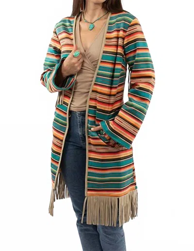 Scully Fringed Serape Duster In Multi