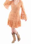 Scully Lace Bell Sleeve Dress In Rust In Orange