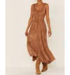 Scully Lace-up Jacquard Dress In Beige