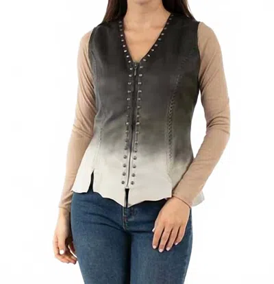 Scully Lambskin Ombre Vintage Vest In Black In Multi