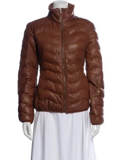 Pre-owned Scully Leather Bomber Jacket In Brown