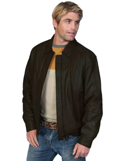 Pre-owned Scully Leather Men's Premium Lambskin Zip Front Jacket 978 In Black