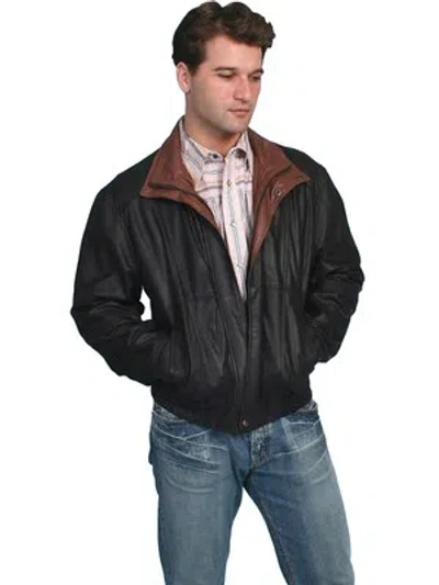 Pre-owned Scully Leather Mens Bomber Motorcycle Featherlite Jacket Black