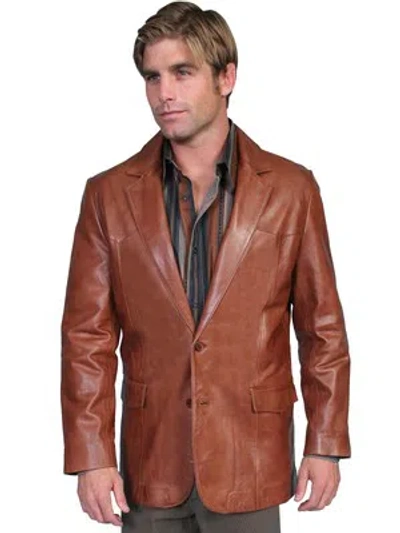 Pre-owned Scully Leather Mens Western Lambskin Blazer Antique Brown