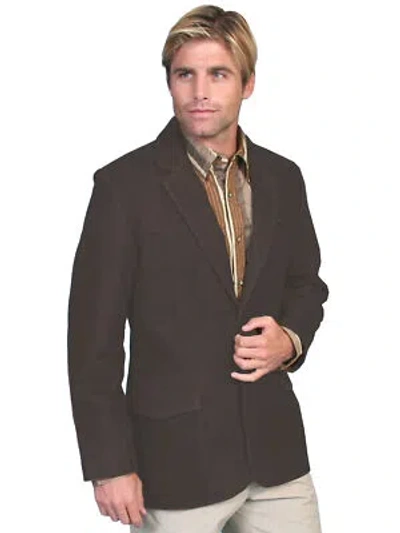 Pre-owned Scully Leather Mens Western Sportcoat Blazer Jacket Button Front Brown
