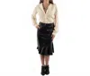 Scully Leather Ruffle Hem Skirt In Black In Black