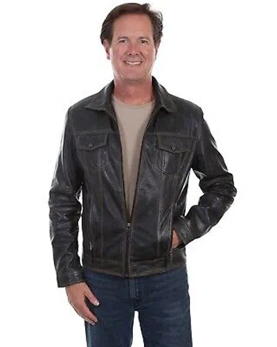 Pre-owned Scully Leatherwear Men's Vintage Leather Jacket - 1032-229 In Black