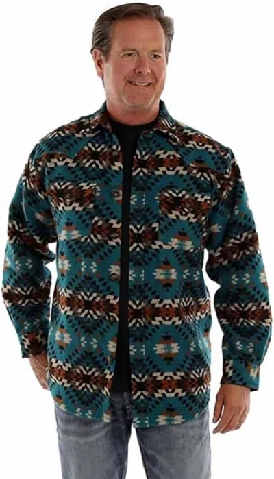 Scully Men's Aztec Button Wool Blend Jacket In Turquiose In Multi