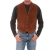 Scully Men's Aztec Knit Back Boar Suede Leather Vest In Cinnamon