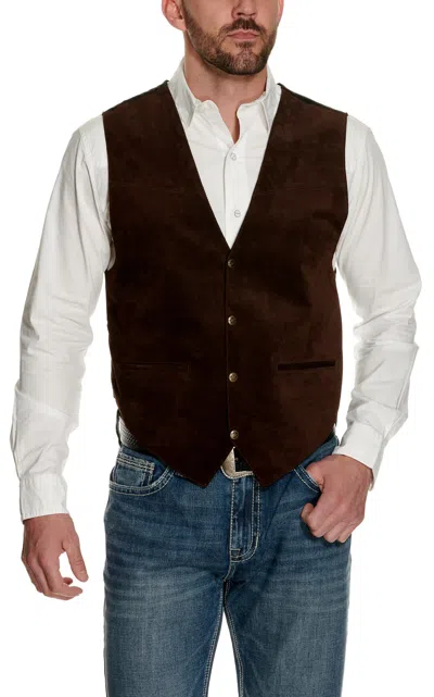 Scully Men's Brown Suede Vest With Satin Back