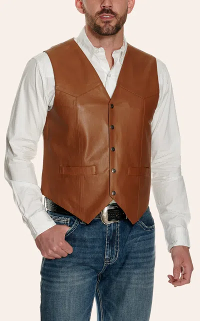 Scully Men's Dark Cognac Smooth Lamb Vest In Brown