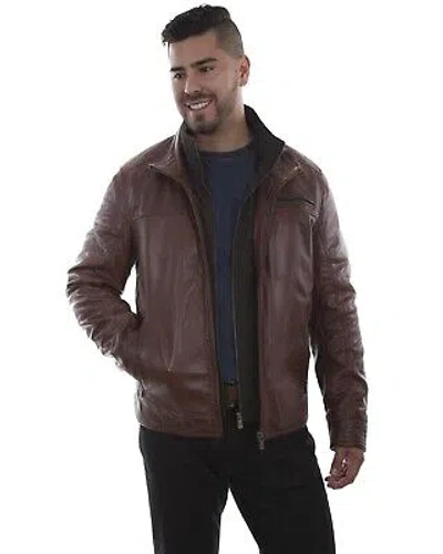 Pre-owned Scully Men's Leather Jacket - 1021-brn In Brown