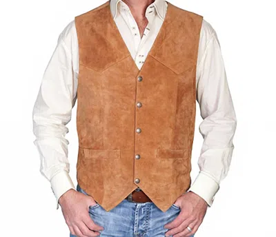 Scully Men's  Vest In Tan Calf Suede In Brown