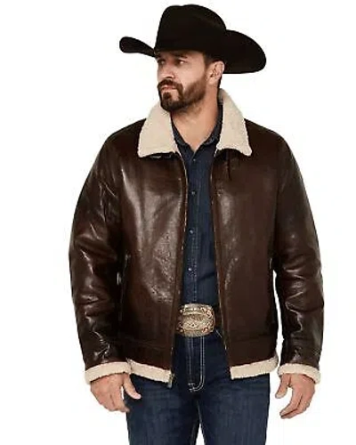 Pre-owned Scully Men's Sherpa Lined Leather Jacket - 2049-702 In Brown
