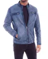 Scully Men's Slim-fit Denim Soft Leather Jacket In Blue