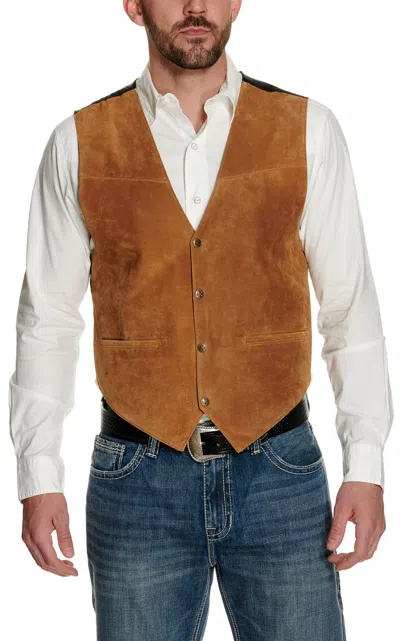 Scully Men's Tan Suede Vest With Satin Back In Brown