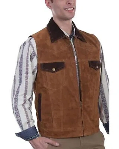 Pre-owned Scully Men's Two Tone Concealed Carry Suede Vest - Big - 621-125-b In Brown