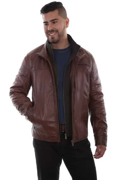 Pre-owned Scully Mens Antique Brown Leather Quilted Jacket
