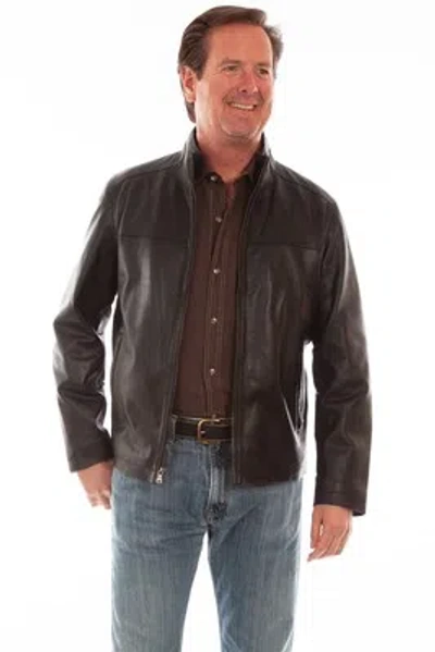 Pre-owned Scully Mens Black Lamb Leather Straight Yokes Jacket