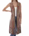 Scully Microfiber Long Serape Print Vest In Multi