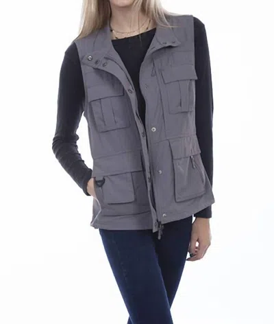 Scully Multi Pocket Vest In Gray In Blue
