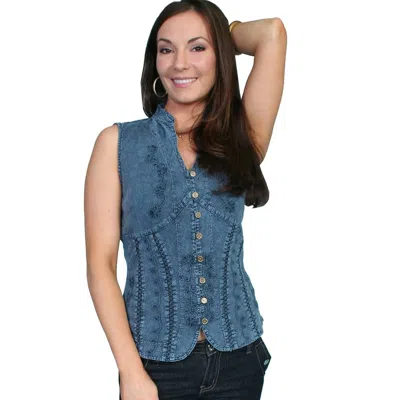 Scully Peruvian Cotton Sleeveless Blouse In Dark Blue