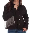 Scully Rhinestone Fringe Denim Jacket In Black In Black