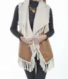 Scully Sherpa Lined Suede Fringe Vest In Multi In Beige