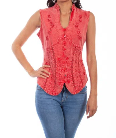 Scully Cap Sleeve Peruvian Top In Brick In Red