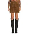Scully Suede Fringe Short Skirt In Cinnamon